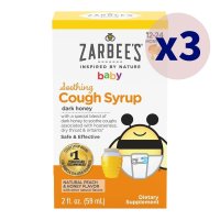 Zarbee s 자비스 베이비 수딩 코프 시럽 다크 허니 피치 꿀 맛 2oz x 3개