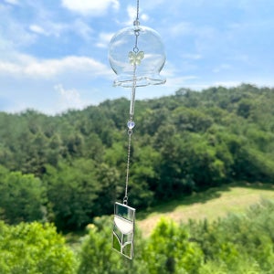🦋 스테인드글라스 나비 후우링 풍경, 풀빛