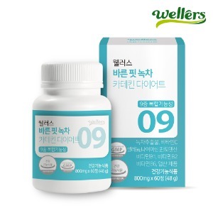 [웰러스] 바른 핏 <b>녹차</b> 카테킨 다이어트 1병 체지방 감소 분해 (800mg x 60정)