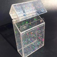 Colorful Glitter Cigarette Case Handmade Transparent Acrylic Flip Cover Magnet Storage Box Portable