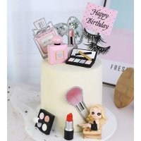 Happy Birthday Cake Toppers Queen Bachelor Theme Cake Decoration Perfume Lipstick Cosmetics Party Su