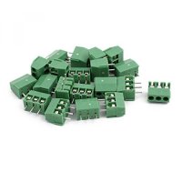 Sourcing map 20 pieces ZB350 AC300V 10A 3P screw PCB screw clamp green 3.5mm pitch de