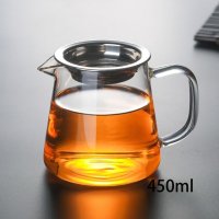 딤딤섬티팟 유리 tea pot 꽃 차 주전자 티팟 내열 투명 페어 컵 하이 수제 쿵푸 핸들 도구 포인트  450ml E