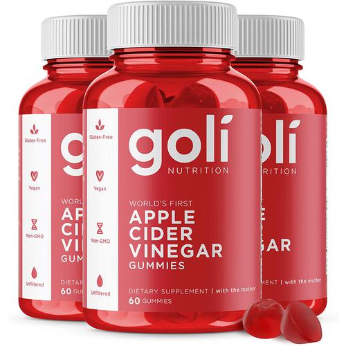 단기간다이어트 보조 <b>컷팅제</b> 칼로리 Goli Nutrition의 Apple Cider Vinegar Gummy 비타민 5팩 300개 비건 글루텐 프리 GMO 제외 quotThe  삼