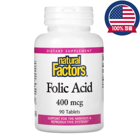 <b>네추럴</b>팩터스 <b>엽산</b> Folate FolicAcid 400mcg 칼슘 90정