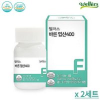 웰러스 바른 엽산 400 450mg x 60정 2개 유산균 유래 엽산 아연 자연유래 영양제