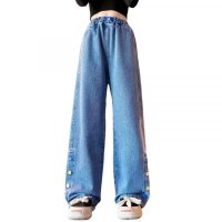 JAPAN Denim Trousers Loose Spring Girls Fashion School Pants Casual All-match Comfort Teenagers Str