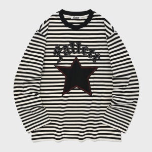 [팔렛] 락 스타 스트라이프 롱슬리브 블랙 FA2401LT01BK