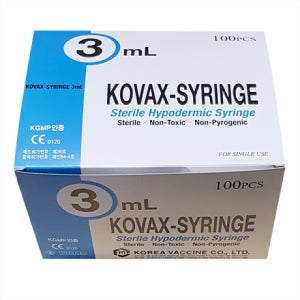 [한국백신] 일회용 주사기 3cc (23G, 1인치, 100개)