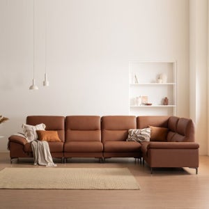 [다우닝] 아지오 6인 코너 전체 천연가죽 소파