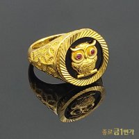 여자 순금 반지 오닉스 부엉이 24K 11.25g 이니셜각인