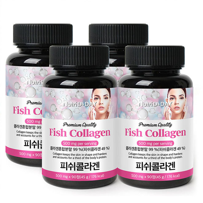<b>뉴트리디데이 프리미엄 피쉬 콜라겐</b> 타블렛 90정, 4개