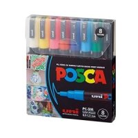 posca 아크릴 페인트 마커 세트 8색 미세 PC3M 버전 2 PC3M8SET