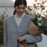 틸아이다이 Wool collarless jacket