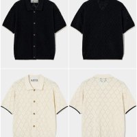 SATUR 페즈 케이블 칼라 하프 니트 셔츠 리조트 Fes Cable Collar Half Knit Shirts Resort SA23SSMK20