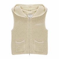 MATIN KIM POCKET HOODY ZIP UP KNIT VEST IN LIGHT