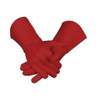 Red Leather Gauntlet Gloves Long Arm Cuff