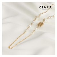 씨아라 CIARA 16K Lombardia 스카시메달 진주 롱 목걸이 GoldPlat