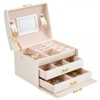 PU Leather Storage Makeup Case Convenient Storage Jewelry Chest Ring Earring Necklace Cosmetic Organ