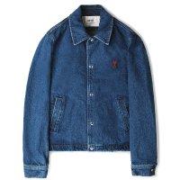 아미 AMI 남성 드 꾀흐 데님 자켓 - 데님 DE COEUR DENIM JACKET HJK205DE0001480