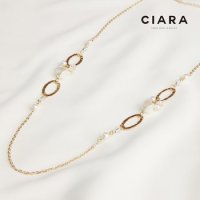 씨아라 CIARA 16K Vicenza 오벌프레스 진주 롱 목걸이 GoldPlated