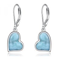 Joerph Natural Dominica Larimar Earrings Jewelry Ladies Stiring Drop Lever 등 귀걸이 스털링 Larimar