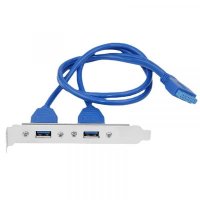 Cable Adapter 2 Ports USB 3.0 Female Back Panel To Motherboard 20pin Header With PCI Slot Plate Brac