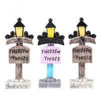 Garneck 3 pieces mini street sign micro garden street lamp characters tiny bonsai landscape layout m