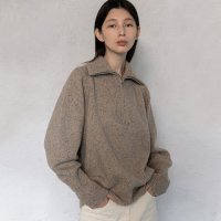 [앤니즈] Nep wool halfneck zip-up knit (beige)