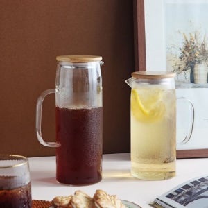 심플 우드커버 내열유리 물병 (2size)