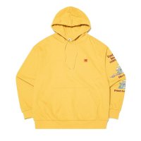 KODAK 에센셜 레터링 자수 후드티셔츠 MUSTARD ESSENTIAL RETTERING HOOD