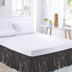 ABSTRACT DANDELION BED SKIRT QUEEN SIZE 16 INCH DROP ADJUSTABLE ELASTIC BEDSKIRT PLEATED DUST RUFFLE