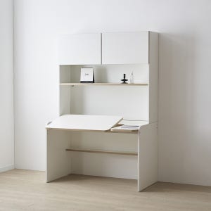 [아울렛] 로넌 화이트 1200 각도높이조절책상세트(플랩도어형)