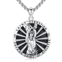 [아마존]TwoAnts St Sebastian Necklace 925 Sterling Silver Sant Sebastian Golf Medal Pendant Necklace In