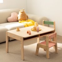 야마토야 노스타3 책상의자 세트 책상1 의자2 원목 유아 아기 높이조절 라지 테이블