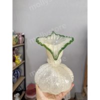 Fenton 펜톤 글라스 화병 프리미엄 유리 꽃병 빈티지 러플 오브제-화이트 그린 20cm