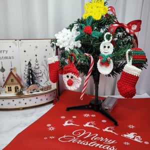 [무료선물포장]크리스마스 미니트리 뜨개 오너먼트 장식품, 점빵민빵