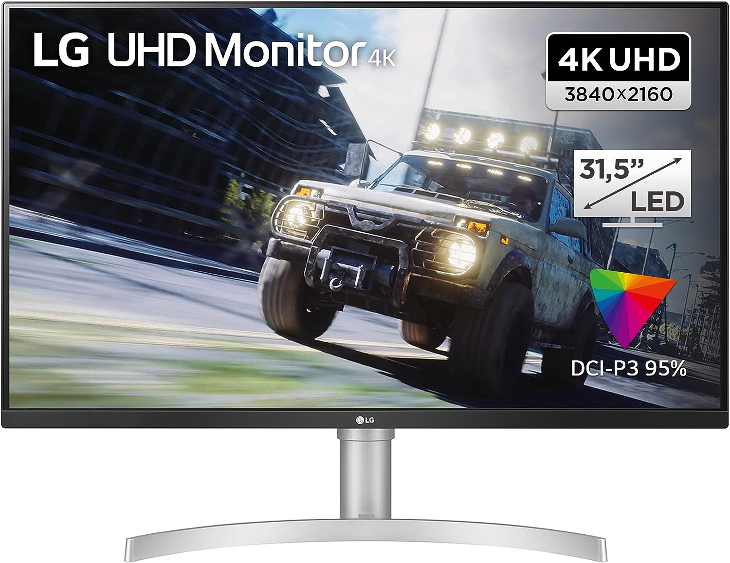 LG 32UN550-WAJP 프레임리스 모니터 디스플레이 31.5인치 4K HDR VA 매트 HDMI X 2 DP 및 FREESYNC 호환 내장 스피커 높이 조절이 가능한 깜박임