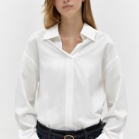 [드파운드]v neck collar shirts - white