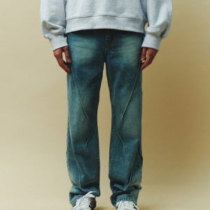 [플랙] 핀턱 스트레이트 데님팬츠 M50 미드블루 PJTH5SZM505MI1