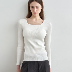 [몽돌] 스퀘어 넥 골지 니트 MDKT063_5 Colors MDKT063