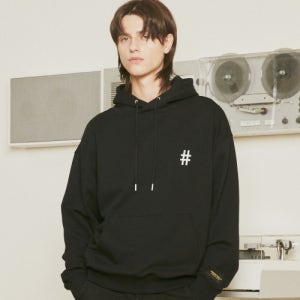 [빈트릴] 리플랙티브 해시태그 오버핏 후드티(블랙) BA233HM002BK
