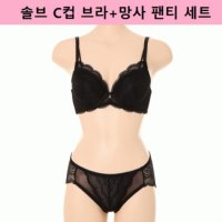 솔브 레이스 자수 브라 C컵 망사 팬티 세트 C BK SBRD123C SPTD123S