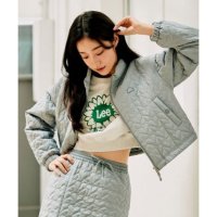 LEE 우먼 크롭 하트 퀼팅 점퍼 스카이 Woman Crop Heart Quilting Jumper Sky