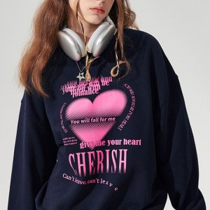 [원더비지터] Y2K Heart Sweatshirt [Navy]