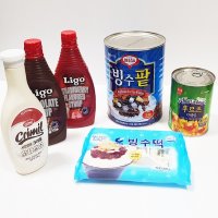 굿모닝서울 팥빙수재료 만들기 연유 빙수떡 시럽 후르츠 토핑간식