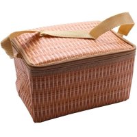 Portable Imitation Rattan Lunch Bags Insulated Thermal Cooler Lunch Box Tote Storage Bag Container F