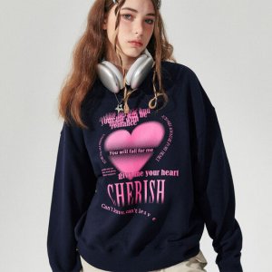 원더비지터 Y2k Heart Sweatshirt [Navy]