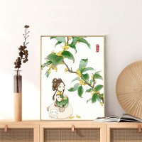 민화 동양화 명화 그리기 DIY 수묵화 난초 유화 그림 액자  60x70cm  물감+캔버스+브러시+벽 피팅 악세서리  QX6545