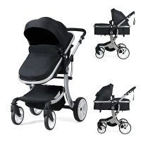 아기유모차 절충형 HONEY JOY Baby Stroller High Landscape P4848884  Black